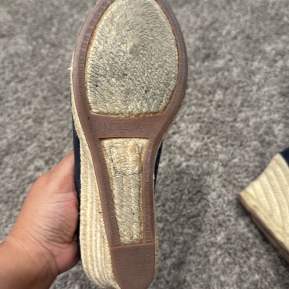 J. Crew Women's Navy Blue Wedges shoes size 7 1/2 - Picture 7 of 8